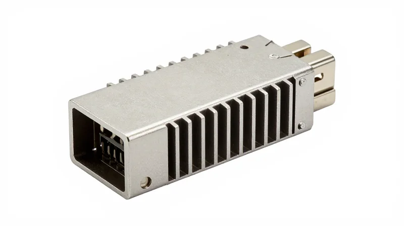 Sleek 800G OSFP transceiver module with integrated heat sink