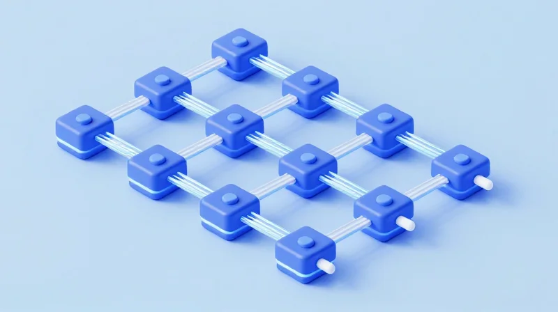 Isometric 3D model of eight parallel fiber optic lanes