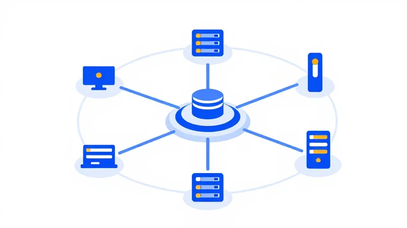 Seamless Interoperability in Multi-Vendor Ecosystems Flat vector illustration representing seamless multi-vendor network connectivity