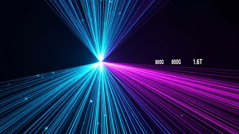 Future-Proofing Your Network: Beyond 800G Abstract futuristic vision of high-speed network evolution toward 1.6T