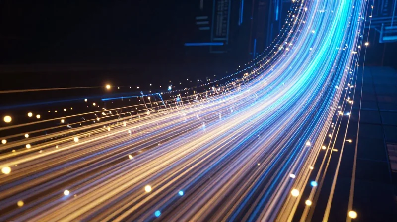 NVLink 4.0: Redefining Intra-Node Bandwidth Abstract visualization of massive data bandwidth flowing through high-speed fiber optics.