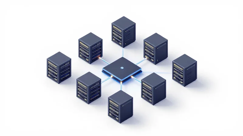 The Role of NVSwitch in Scalable AI Clusters Isometric representation of a scaled AI server cluster connected by a high-speed fabric.