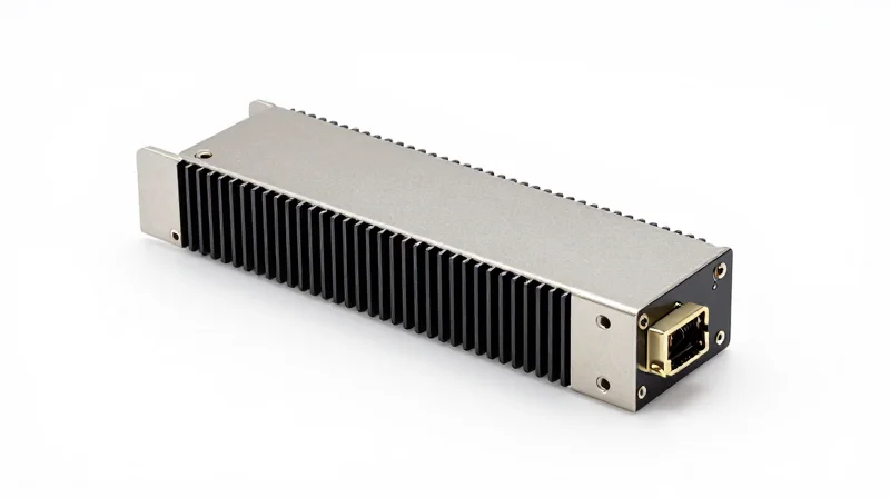 Professional close-up of an 800G OSFP DR8 optical transceiver module