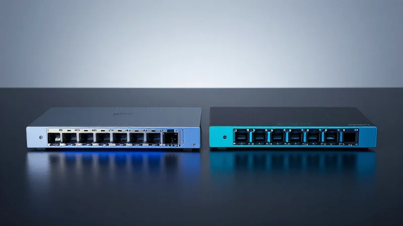 InfiniBand vs. Ethernet: Choosing the Right Fabric for H100 Clusters Side-by-side comparison of two high-performance networking units representing different fabrics.