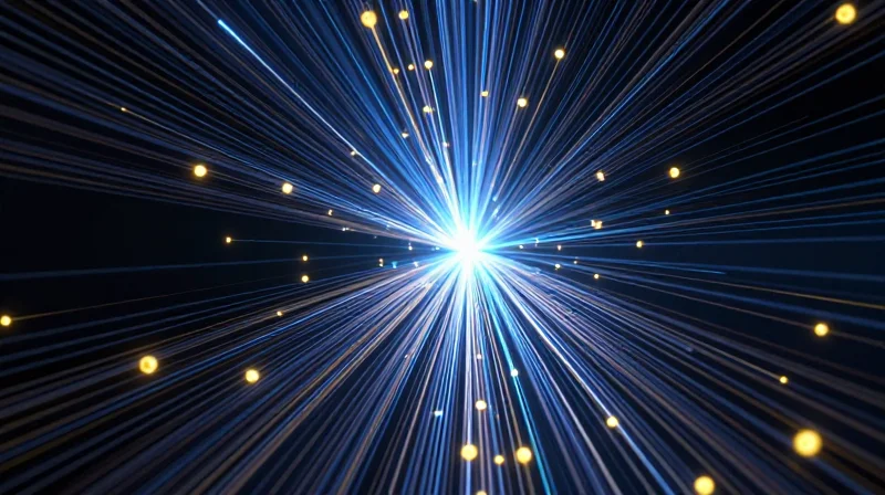 The AI Networking Bottleneck: Why the Interconnect Matters Abstract visualization of data congestion in an AI cluster with glowing data nodes passing through a narrow bottleneck.