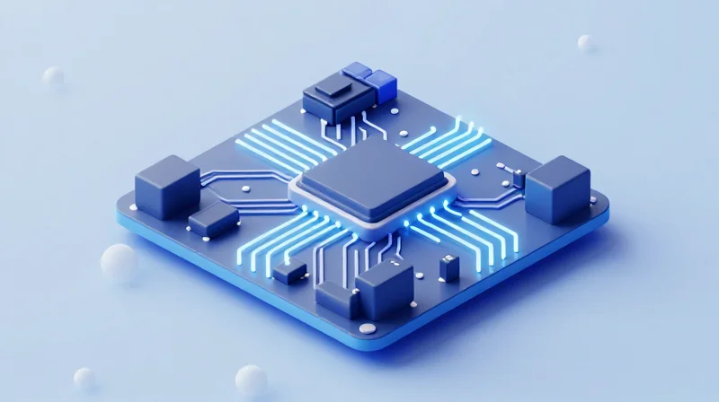 Technical Deep Dive: How LPO Technology Works Isometric 3D illustration of an optical circuit board showing signal paths through analog components.