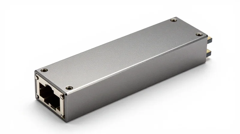 Mission-Critical Reliability: The Ubytelink Standard Studio product shot of a premium Ubytelink high-speed networking transceiver emphasizing high-quality finish.