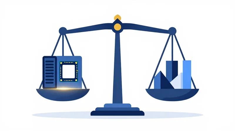 Total Cost of Ownership (TCO) Breakdown Flat vector illustration representing the balance between infrastructure cost and system performance