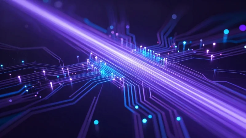 Future Outlook: The Road to 1.6T and CPO Futuristic abstract art of co-packaged optics and the transition toward 1.6T speeds.