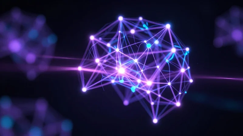 Glowing neural network nodes representing AI workload synchronization in a tech environment.