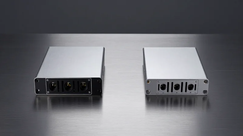 Direct Comparison: 2x400G vs. Native 800G and 4x200G Alternatives Side-by-side comparison of two high-speed optical transceiver modules on a professional studio background.