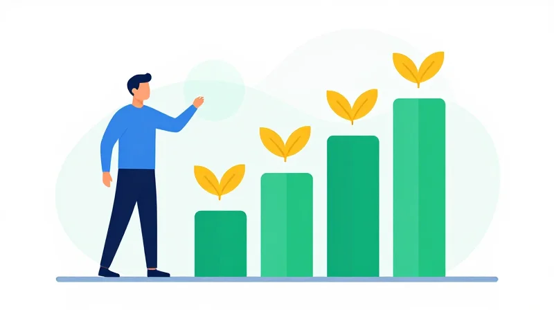 Total Cost of Ownership (TCO) Breakdown Flat vector illustration representing growth and efficiency in data center investments.