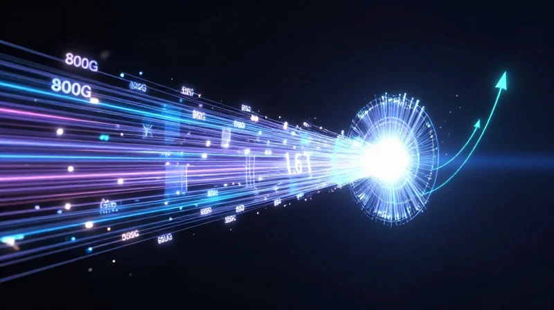 Future-Proofing Your Network: Scaling to 1.6T and Beyond Futuristic abstract concept of network scaling from 800G towards 1.6T speeds.