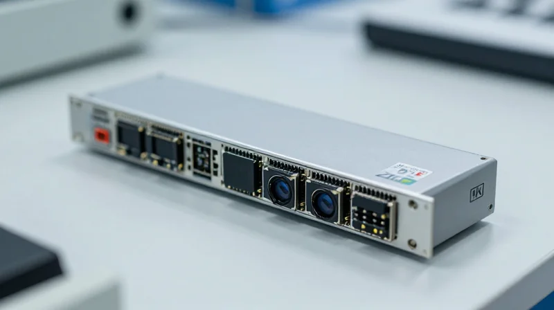 Quality Control and EEAT: Testing for Mission-Critical Use Close-up of a premium optical transceiver on a laboratory testing bench.