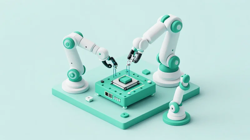 Customization via OEM/ODM Services Isometric 3D scene showing modular networking components being customized in a high-tech manufacturing environment.