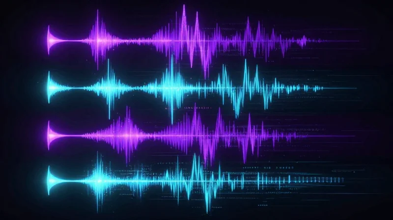 Electrical Interface and PAM4 Signaling Conceptual visualization of four-level pulse amplitude modulation using glowing purple light waves.