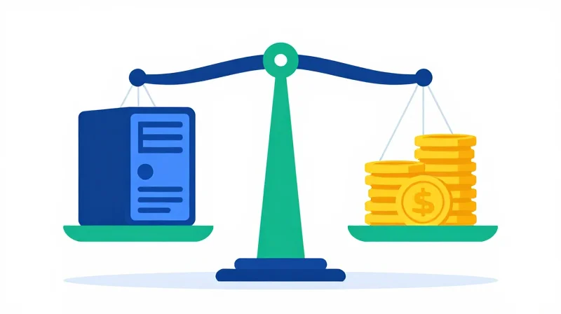 TCO Analysis: CAPEX vs. OPEX Flat vector illustration of a scale balancing hardware icons against gold coins representing total cost of ownership.