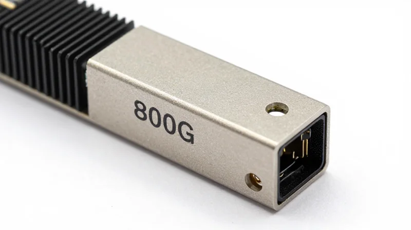 Technical Deep Dive: 800G OSFP (Octal Small Form-factor Pluggable) A high-end 800G OSFP transceiver module highlighting its integrated heatsink and metallic finish.