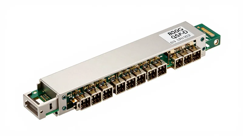 Technical Deep Dive: 800G QSFP-DD (Double Density) A high-density 800G QSFP-DD optical transceiver module with industrial design details.