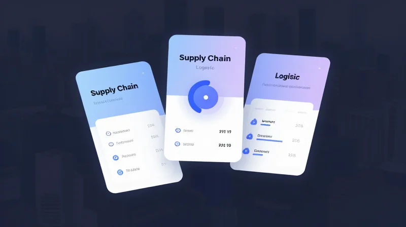 Abstract UI mockup of a procurement dashboard showing supply chain and logistics visual elements.