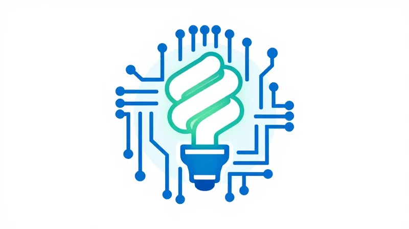 Power Efficiency: The 50% Reduction Benchmark Minimalist vector illustration representing energy saving and high efficiency in technology.