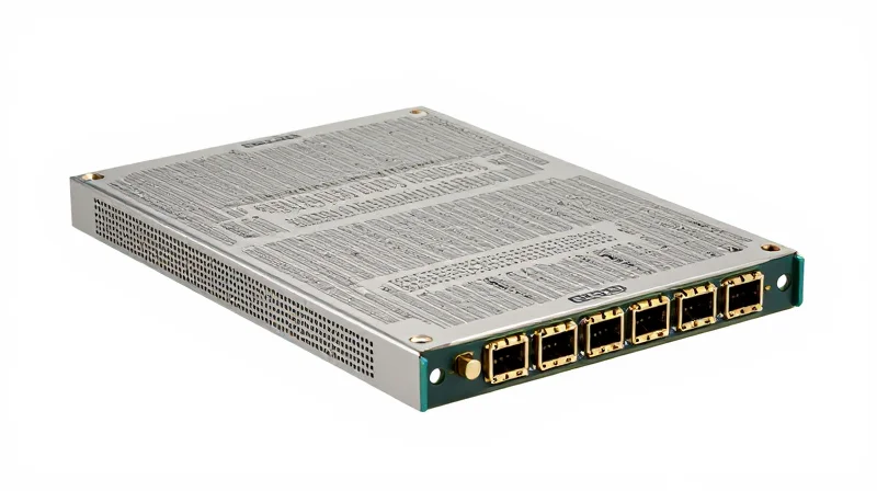 A high-tech 800G LPO optical transceiver module with a sleek metallic finish and visible fiber optic ports on a white background.