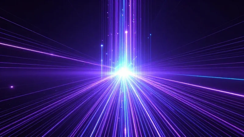 Futuristic abstract tunnel of light representing the transition to next-generation 1.6T networking speeds.