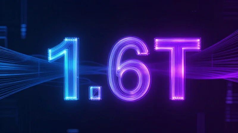 Futuristic abstract concept of 1.6T networking speed