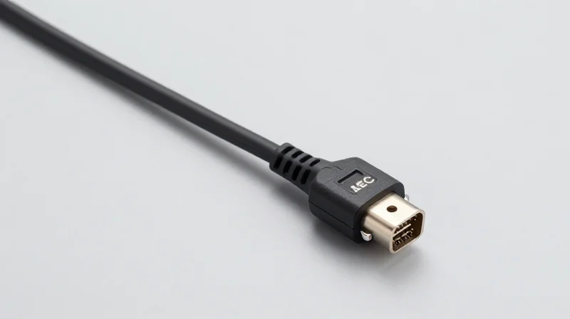 Close-up of an 800G Active Electrical Cable showing its slim design and technical connectors.