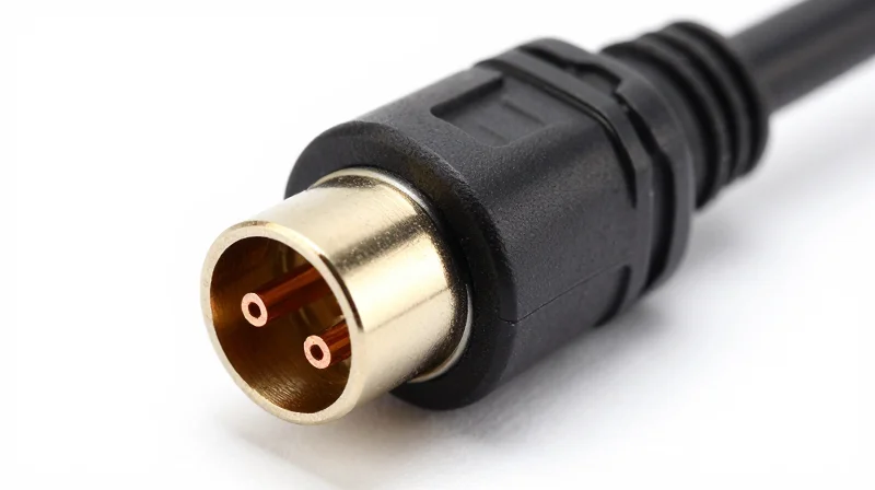 Anatomy of Ubytelink 800G DAC Cables Close-up macro shot of an 800G DAC cable connector highlighting its industrial design and metallic finish.