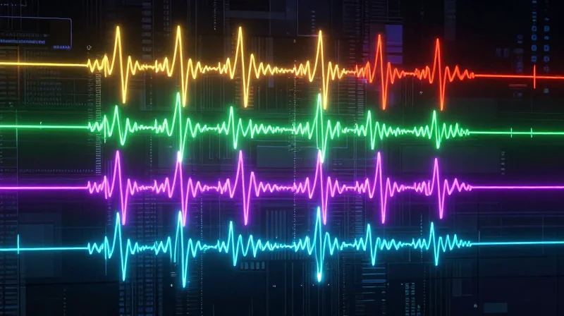 Technical Deep Dive: Signal Integrity and PAM4 Modulation Conceptual 3D visualization of PAM4 four-level signaling waves used in 800G networking.
