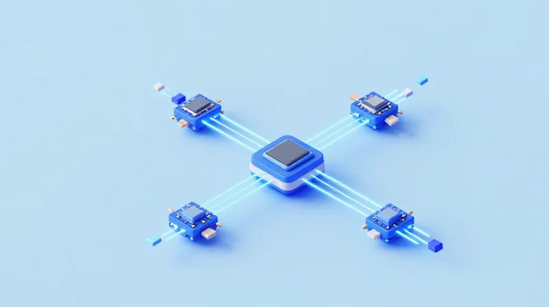 Isometric 3D model of a high-speed signaling module architecture
