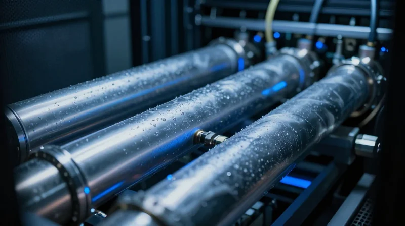 Thermal Management and Cooling Challenges Close-up of a high-end liquid cooling system for high-performance server modules.