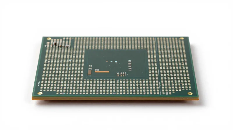 The Role of Silicon Photonics in 1.6T Evolution Professional studio shot of a silicon photonics chip used in 1.6T networking.