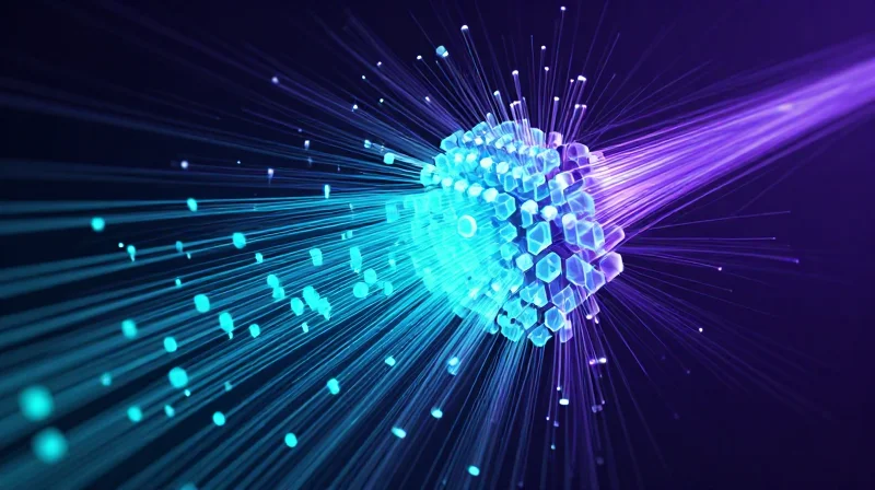 Storage for AI: Managing the I/O Data Deluge Abstract visualization of massive data streams flowing into a central processing hub.