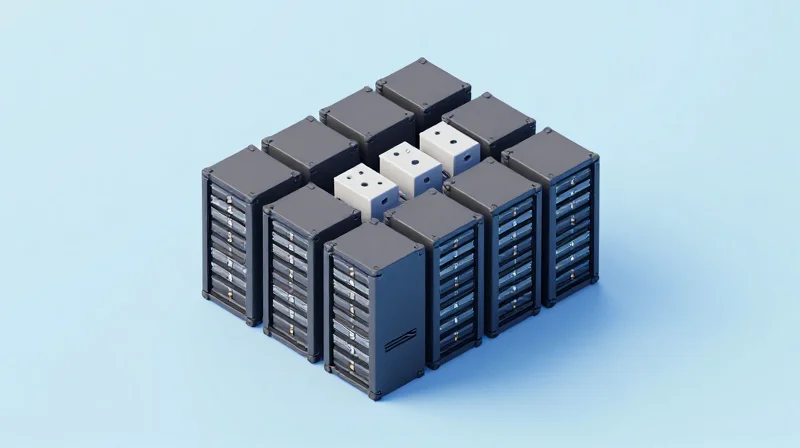 Ubytelink Modular Architecture: Building Blocks for Success Isometric 3D view of modular data center server units arranged as building blocks.
