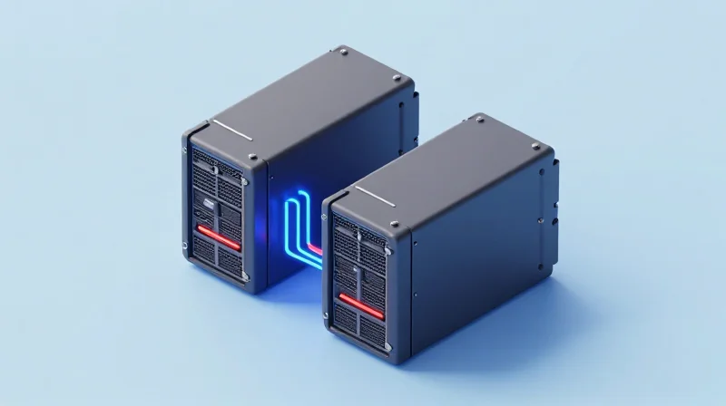 Isometric 3D model of server rack cooling and heat dissipation paths.