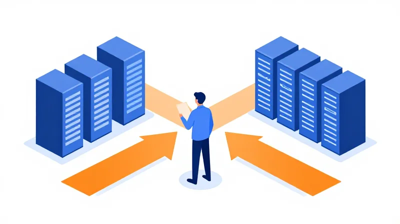 Conceptual illustration of a business decision between two technical paths.