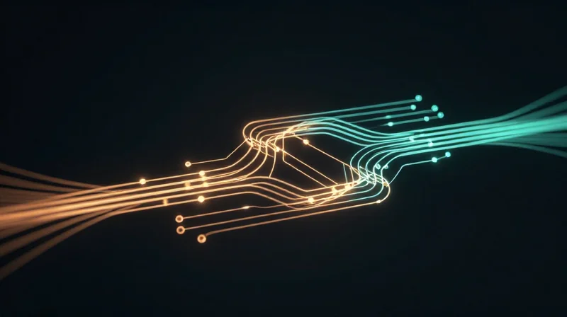 Power Consumption: The Hidden Cost of 800G Abstract visualization of power flow and thermal efficiency within a high-speed network environment.