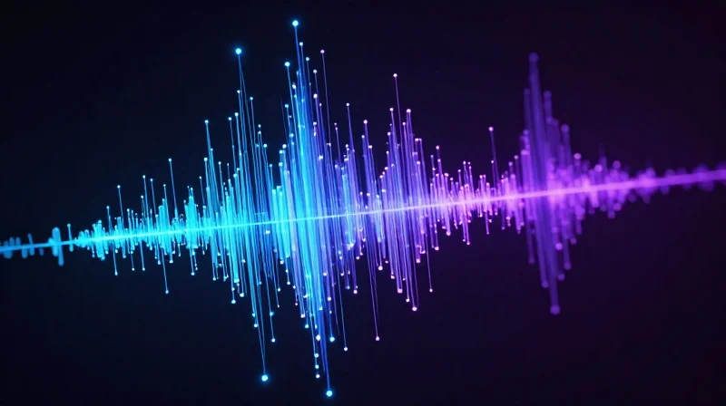 Abstract visualization of PAM4 digital signal modulation using light trails.