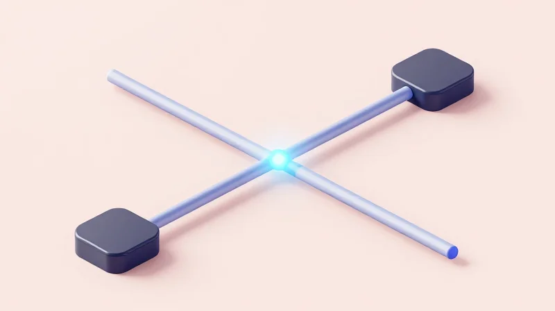 3D model showing one 400G connection breaking out into four 100G connections.