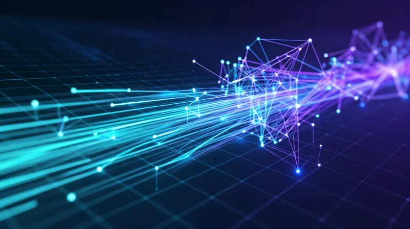 Latency Analysis for AI and High-Performance Computing Abstract data visualization showing high-speed light pulses moving through a digital grid.