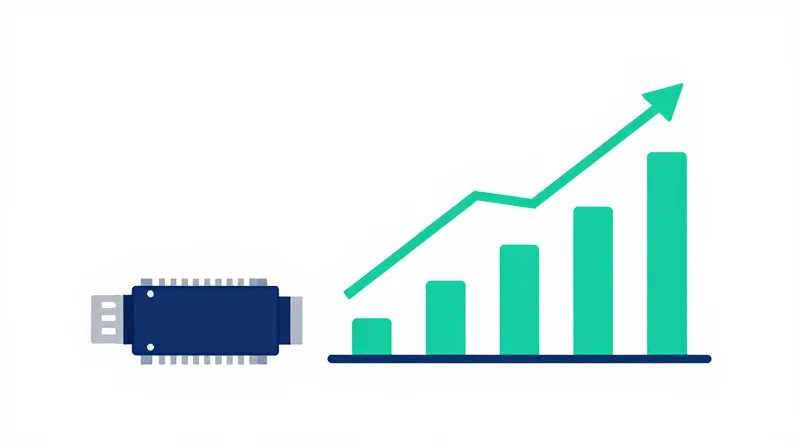 Flat vector illustration showing cost-efficiency in data center procurement with geometric modules and growth symbols.