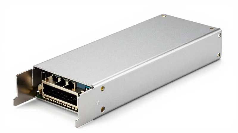 Close-up product shot of a high-performance 400G FR4 optical transceiver module.
