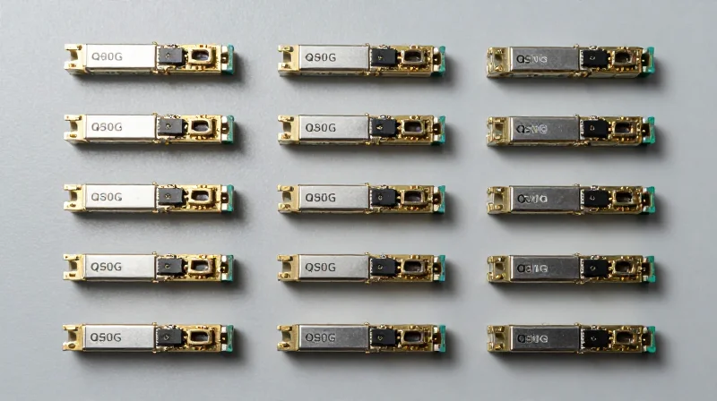 The Strategic Value of Wholesale Purchasing Neatly arranged grid of multiple 400G QSFP-DD optical modules for wholesale.