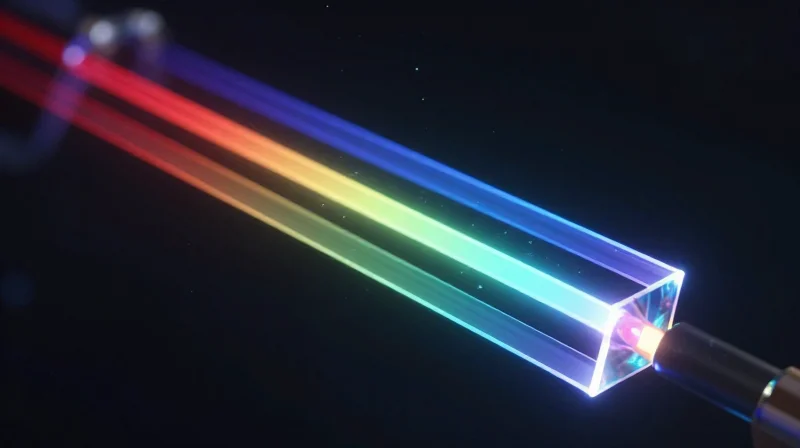 The Optical Engine: LAN-WDM Technology Abstract visualization of LAN-WDM wavelength spacing using colored light beams.