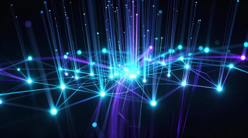 Abstract visualization of massive data streams and nodes representing future-proof hyperscale cloud computing.