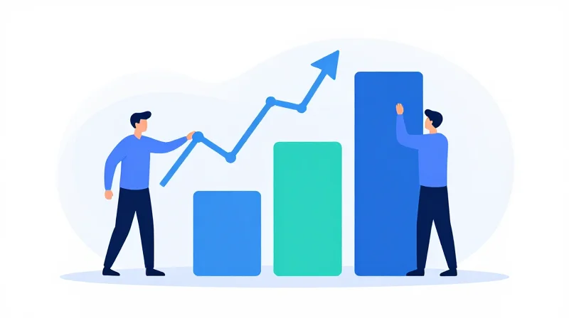 Flat vector illustration of a professional stacking blue cubes symbolizing economic scaling and bulk savings.