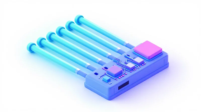 Technical Architecture: Decoding the 400G SR8 Standard Isometric 3D illustration of a high-speed network transceiver architecture with 8 parallel data lanes and glowing pathways.