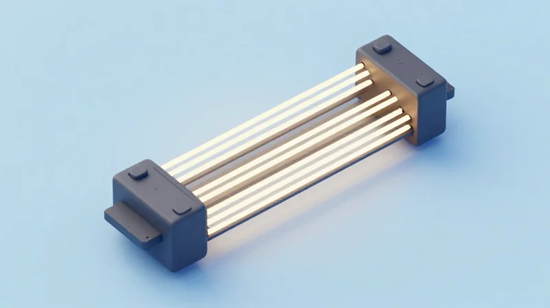 Unpacking the 400G SR8 Architecture: Efficiency in QSFP-DD Isometric 3D illustration of a QSFP-DD optical transceiver module showing its internal lane structure.